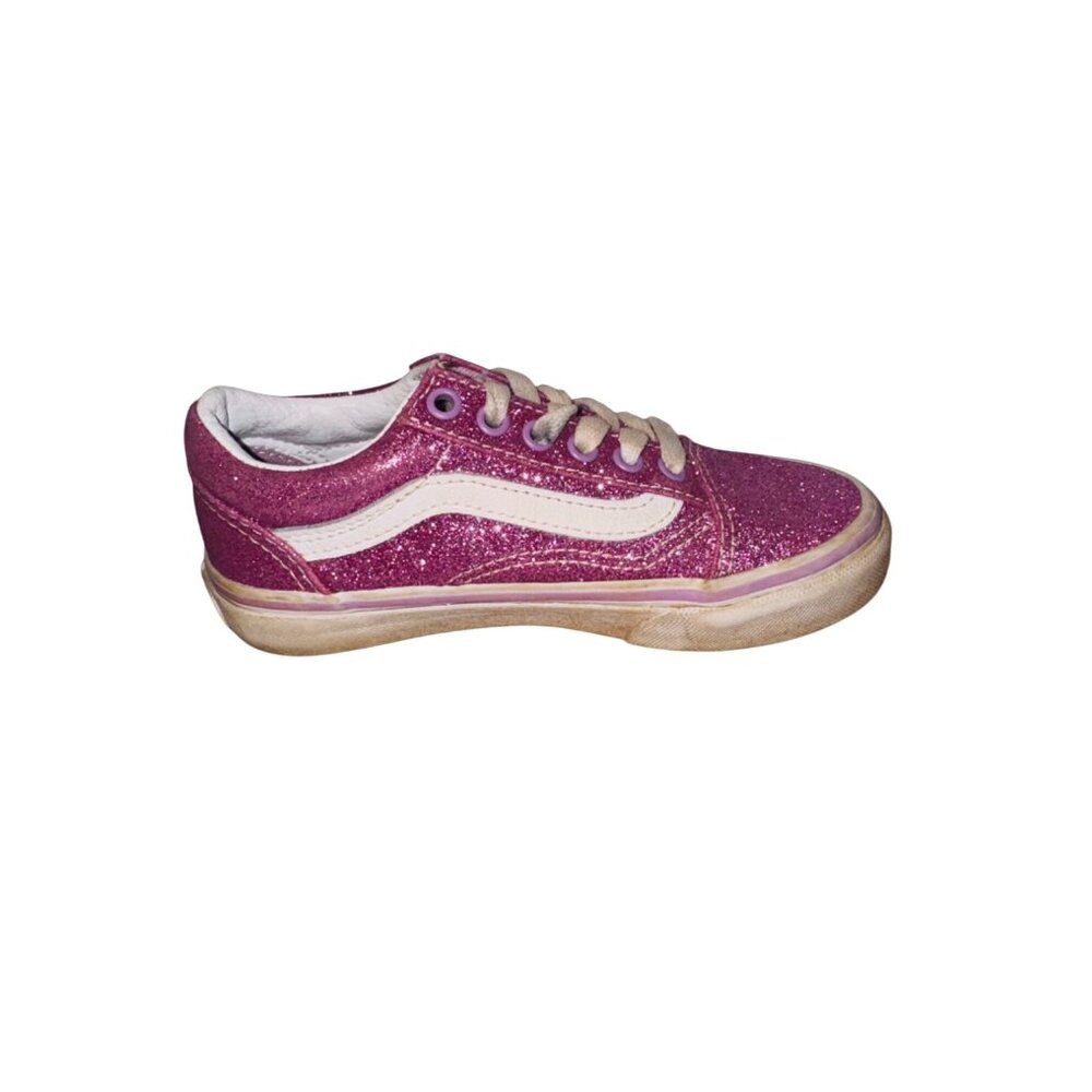 Vans Kids Glitter Pink Old Skool Sneakers Size 12 Canvas Rubber Skater Casual - Picture 11 of 12